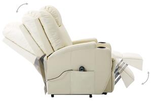 Fotelja na podizanje od umjetne kože krem-bijela
