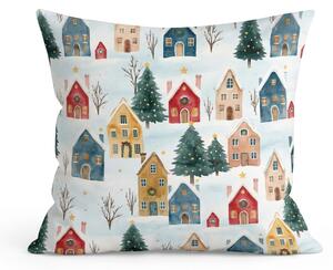 Pamučna jastučnica WINTER VILLAGE 45x45 cm, šarena