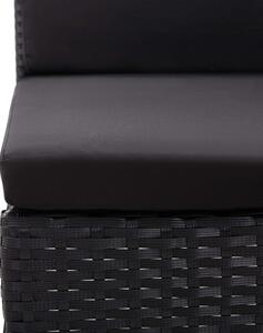 3-dijelna vrtna garnitura od poliratana s jastucima crna