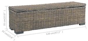 Kutija za pohranu 120 cm ratan kubu i masivno drvo manga siva