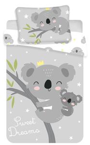 Siva pamučna dječja posteljina za dječji krevetić 100x135 cm Koala "Sweet Dreams" – Jerry Fabrics