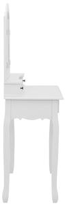 Toaletni stolić sa stolcem bijeli 80x69x141 cm drvo paulovnije