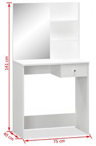 Toaletni Stolić od Iverice 75x40x141 cm Bijeli