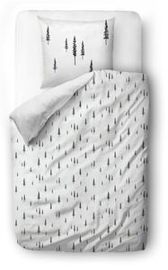 Bijela posteljina za krevet za jednu osobu od pamučnog satena 140x200 cm Forest - Butter Kings