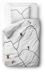 Bijela posteljina za krevet za jednu osobu od pamučnog satena 140x200 cm Mountain Climbing - Butter Kings