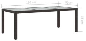 Vrtni stol smeđi 190x90x75 cm od kaljenog stakla i poliratana