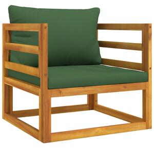 VidaXL Vrtna stolica sa zelenim jastucima od masivnog drva bagrema