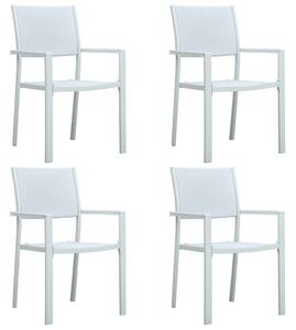 Vrtne stolice 4 kom bijele plastične s izgledom ratana