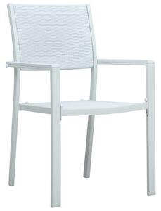 Vrtne stolice 4 kom bijele plastične s izgledom ratana