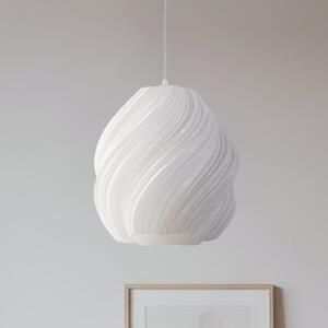 Lindby Nuvia viseća lampa, Ø 30 cm, bijela, 3D printana, prigušiva, Bijela, Dnevni boravak/blagovaonica, Plastika