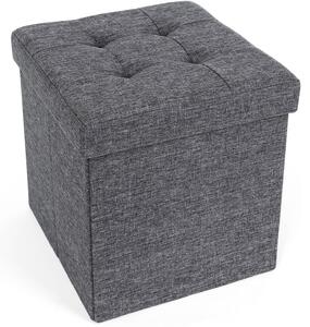 Sklopivi tabure s prostorom za odlaganje, 38 x 38 x 38 cm, tamno siva | SONGMICS