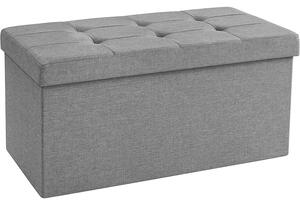 Sklopivi tabure s prostorom za odlaganje, 76 x 38 x 38 cm, svijetlo siva | SONGMICS