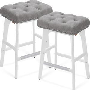 Set od 2 barske stolice visine 66 cm s tapeciranim sjedalom, sivo-bijele | VASAGLE