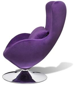Okretna jajolika stolica s jastukom ljubičasta baršunasta