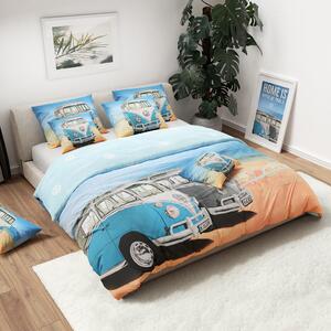 Dječja posteljina AUTO DUO VW plavo-narančasta
