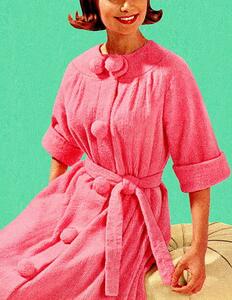 Ilustracija Woman Sitting in Pink Robe, CSA Images