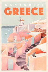 Ilustracija Travel Poster Santorini Jewel, The Whiskey Ginger