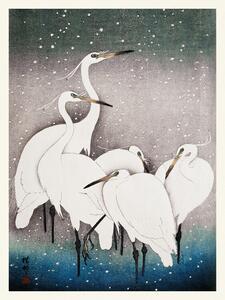 Reprodukcija Group of Egrets (Japandi Vintage) - Ohara Koson