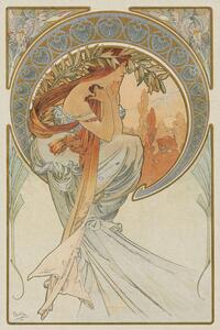 Reprodukcija The Arts 4, Heavily Distressed (Beautiful Vintage Art Nouveau Lady) - Alfons / Alphonse Mucha, (26.7 x 40 cm)