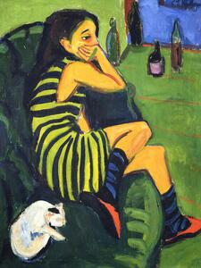 Reprodukcija Artiste Marcella (Portrait of a Girl & A Cat) - Ernst Ludwig Kirchner