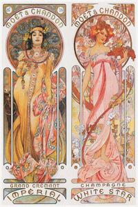 Reprodukcija Moët & Chandon Champagne (Beautiful Pair of Art Nouveau Lady, Advertisement) - Alfons / Alphonse Mucha