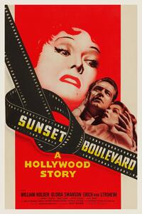 Reprodukcija Sunset Boulevard (Vintage Cinema / Retro Movie Theatre Poster / Iconic Film Advert)
