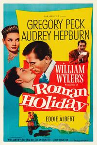 Reprodukcija Roman Holiday, Ft. Audrey Hepburn & Gregory Peck (Vintage Cinema / Retro Movie Theatre Poster / Iconic Film Advert)