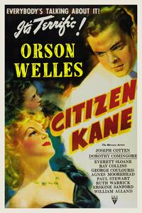 Reprodukcija Citizen Kane, Orson Welles (Vintage Cinema / Retro Movie Theatre Poster / Iconic Film Advert), (26.7 x 40 cm)