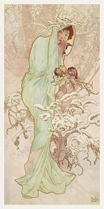 Reprodukcija The Seasons: Winter (Art Nouveau Portrait) - Alphonse Mucha, (20 x 40 cm)
