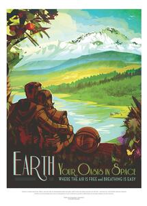 Reprodukcija Earth - Your Oasis in Space (Retro Intergalactic Space Travel) NASA, (30 x 40 cm)
