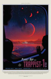 Ilustracija Trappist 1E (Planet & Moon Poster) - Space Series (NASA)