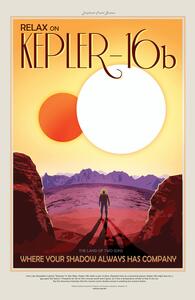 Ilustracija Kepler16b (Planet & Moon Poster) - Space Series (NASA)