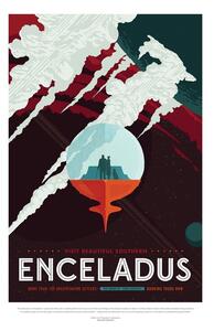 Ilustracija Enceladus (Retro Planet & Moon Poster) - Space Series (NASA)