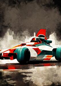 Ilustracija Formula 1 red grey, Justyna Jaszke, (30 x 40 cm)