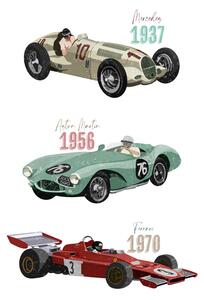 Ilustracija Vintage Racecars, Goed Blauw
