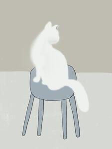 Ilustracija White feline, Little Dean