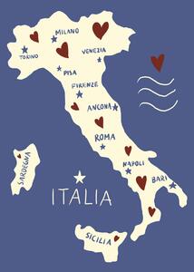 Ilustracija Italiy Map, Studio Dolci