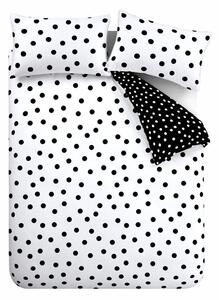 Crno-bijela 3-dijelna posteljina za bračni krevet 200x200 cm Polka Dot – Catherine Lansfield
