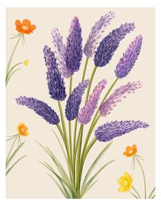 Ilustracija Purple flower, Bohonewart, (30 x 40 cm)