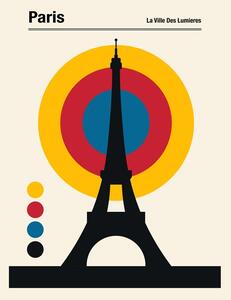 Ilustracija Paris Eiffel Tower Retro travel Print, Retrodrome