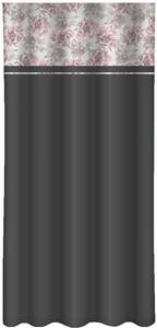 Tamno siva ukrasna zavjesa s printom ružičastih božura Širina: 160 cm | Duljina: 250 cm