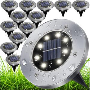Set od 12 vanjskih solarnih podnih lampi od nehrđajućeg čelika 6000k