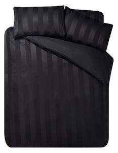 Crna satenska posteljina za krevet za jednu osobu 135x200 cm So Soft Satin Stripe – Catherine Lansfield