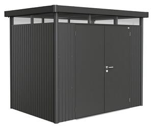 Biohort HighLine Spremište H2 (Metalik tamnosivo, Dvostruka vrata, Vanjska širina uklj. krovni prevjes: 275 cm, Vanjska dubina uklj. krovni prevjes: 195 cm, Čelik)