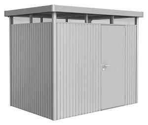 Biohort HighLine Spremište H2 (Metalik srebrne boje, Jedna vrata, Vanjska širina uklj. krovni prevjes: 275 cm, Vanjska dubina uklj. krovni prevjes: 195 cm, Čelik)
