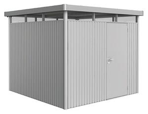 Biohort HighLine Spremište H4 (Srebrna metalik, Jedna vrata, Vanjska širina uklj. krovni prevjes: 275 cm, Vanjska dubina uklj. krovni prevjes: 275 cm, Čelik)