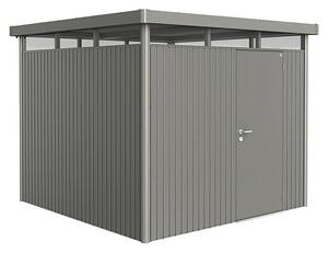 Biohort HighLine Spremište H4 (Kvarc siva metalik, Jedna vrata, Vanjska širina uklj. krovni prevjes: 275 cm, Vanjska dubina uklj. krovni prevjes: 275 cm, Čelik)