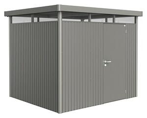 Biohort HighLine Spremište H3 (Kvarc siva metalik, Jedna vrata, Vanjska dubina uklj. krovni prevjes: 235 cm, Vanjska širina uklj. krovni prevjes: 275 cm, Čelik)