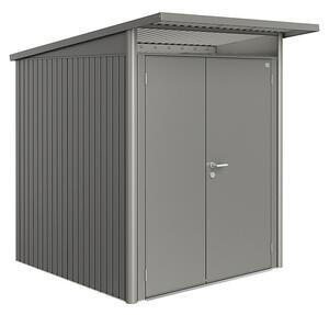Biohort AvantGarde Spremište (Vanjska dimenzija uklj. krovni prevjes (Š x D): 180 x 220 cm, Čelik, Kvarc sivo, Dvostruka vrata)