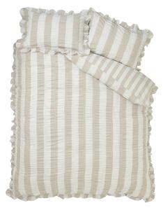 Bež posteljina za krevet za jednu osobu 135x200 cm Seersucker Frill Stripe – Catherine Lansfield